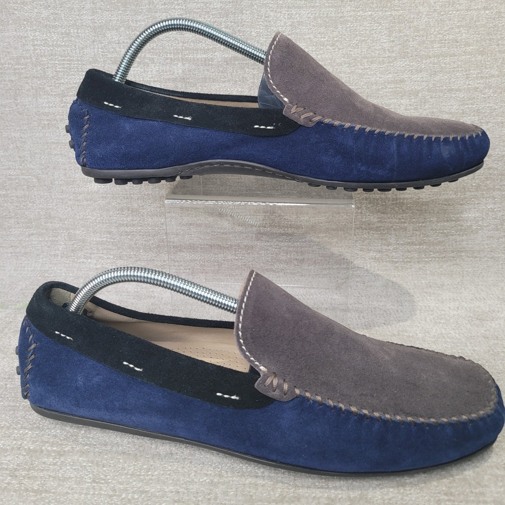 Donald Pliner Santos CS Mens 10.5 M Blue Grey Suede Driving Loafers Moccasins